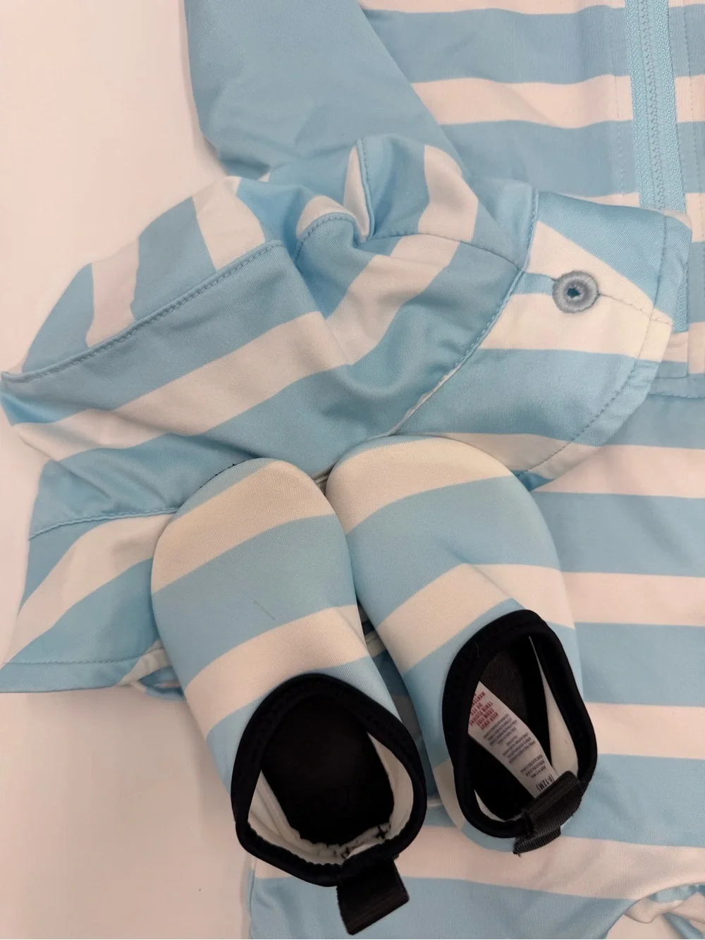 Izod Light Blue and White Rash Guard One-Piece with Hat and Water Shoes 12M